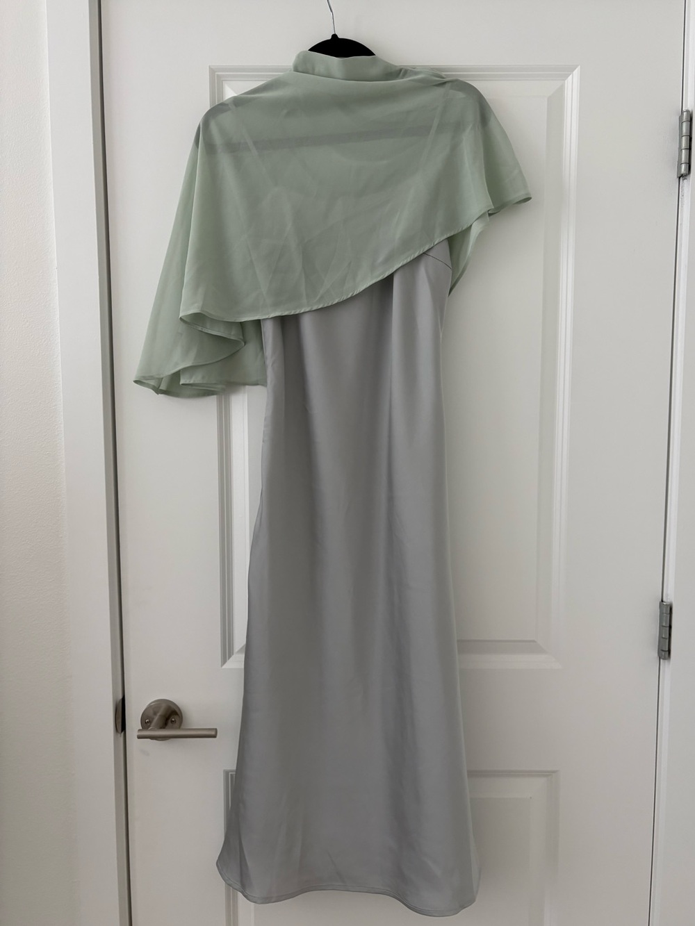 Cider - Satin High Neck Cape Sleeve Maxi Dress